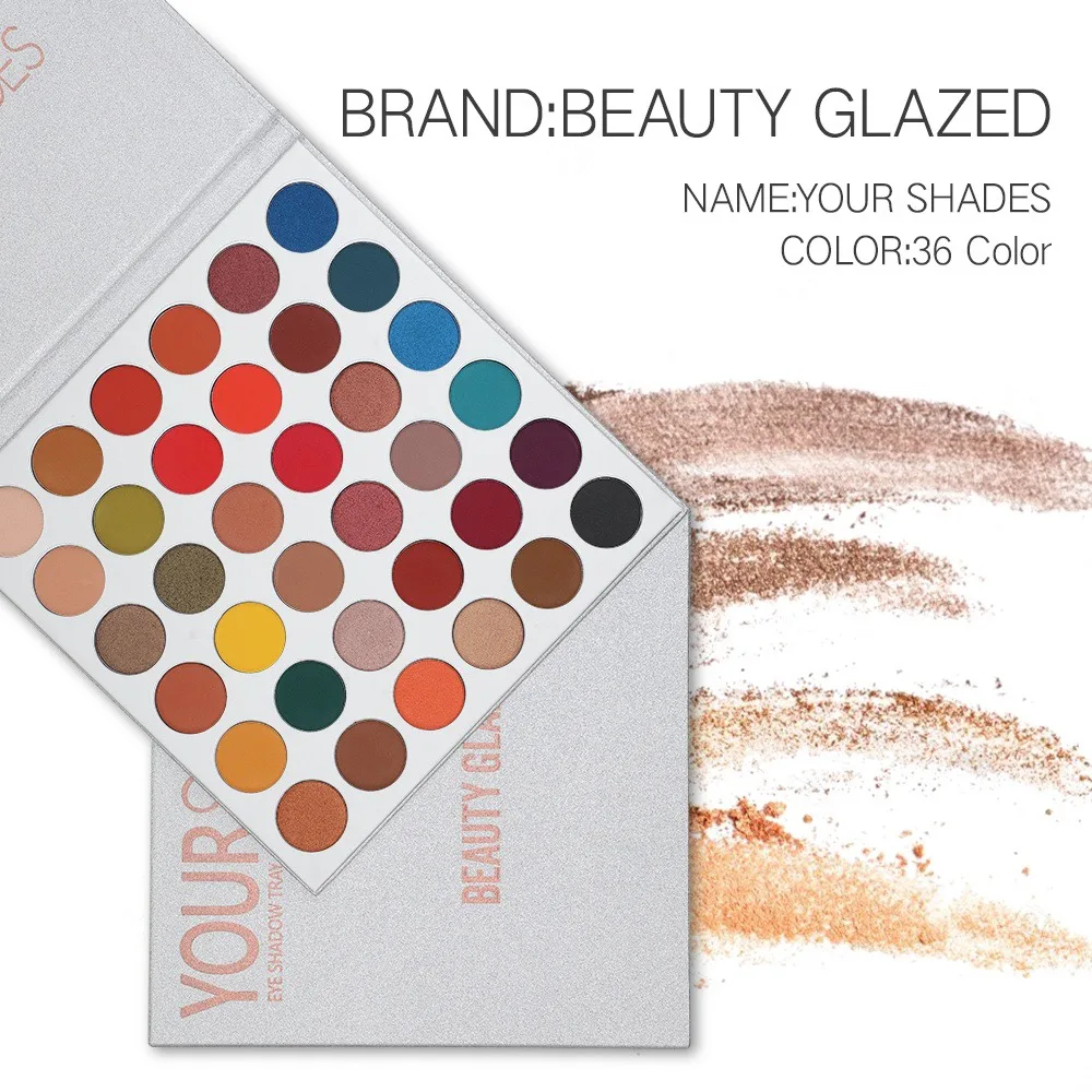 

Beauty Glazed 36 Color Eye Shadow Palette Pearlescent Matte Eyeshadow Brighten The Eye Gem Eye Shadows TSLM1