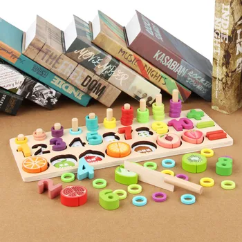 

Besegad Wooden Montessori Math Stacking Blocks Sorting Blocks Set Learning Educational Toys for Toddler Preschool Kids