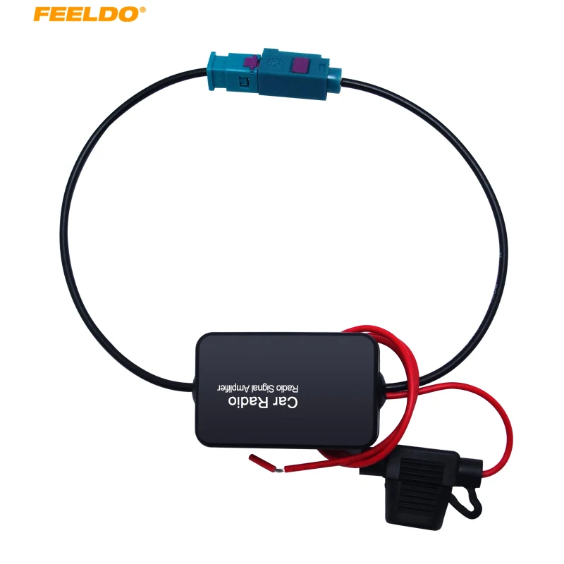 FEELDO 1Set 12V Car Radio Aerial Antenna Signal Booster Amplifier For Car With FAKRA II