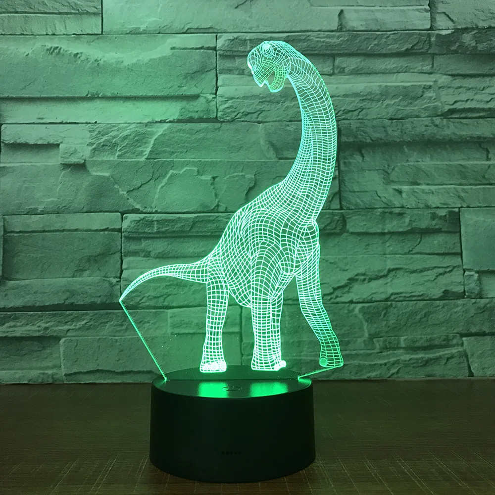 

New gradient color dinosaur figure herbivores Multicolored visual stereoscopic LED lamp Bedside Gifts for Children Y41