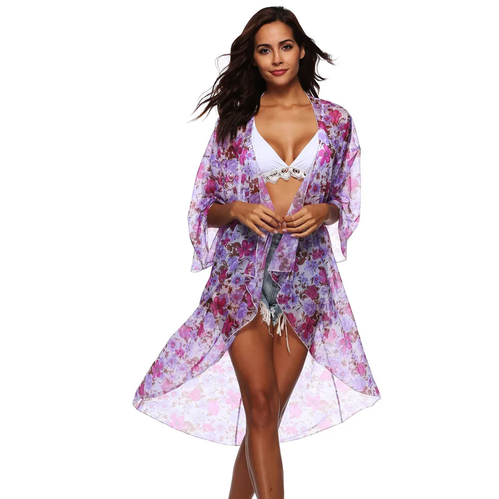 

Womail Cover Ups Women Bathing Cover Up Bikini Swimsuit Swimwear Crochet Smock Beach Cover Up kaftan Floral Beachwear W30424