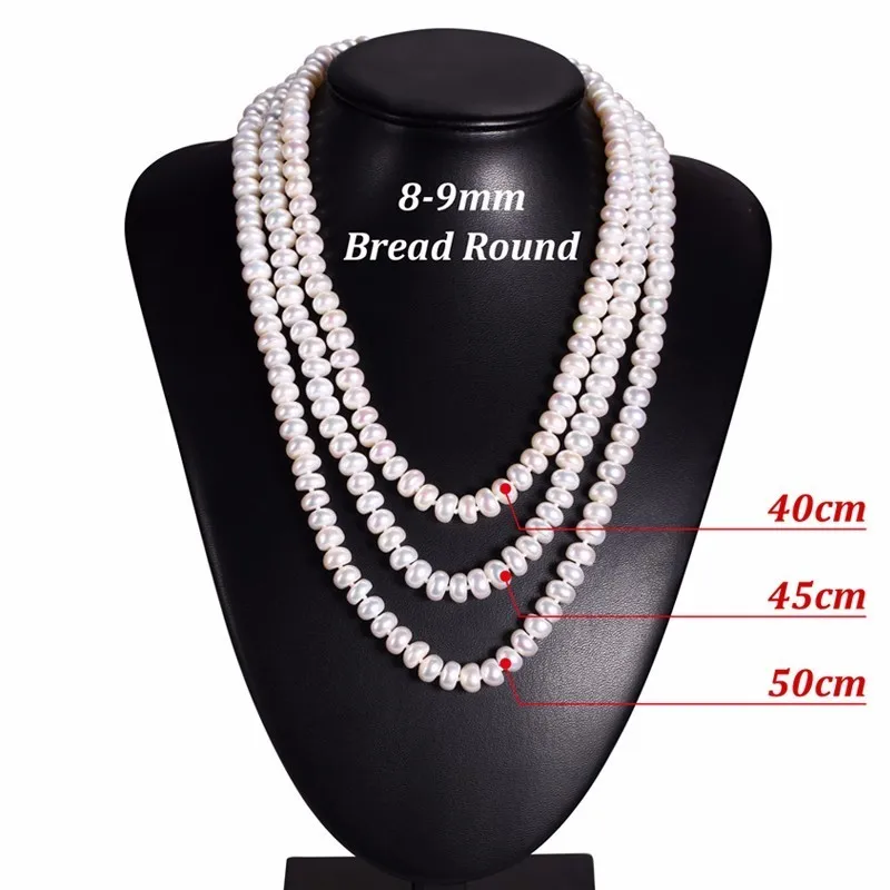 Preise Weiß Natürliche Süßwasser Perlenkette Für Frauen 8 9mm Halskette Perlen Schmuck 40 cm 45 cm 50 cm Länge Halskette Modeschmuck