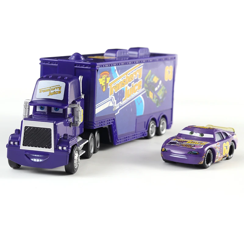 Автомобили disney Pixar Автомобили № 63 Мак Racer грузовик Transberry сок металл литья под давлением игрушечный автомобиль 1:55 Свободные Фирменная