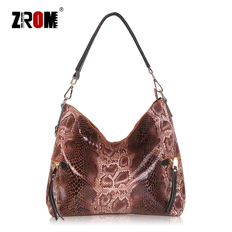 ZROM женская сумка-тоут из натуральной кожи, повседневные сумки со змеиным узором, Большая вместительная женская сумка на плечо, большие женские сумки для покупок