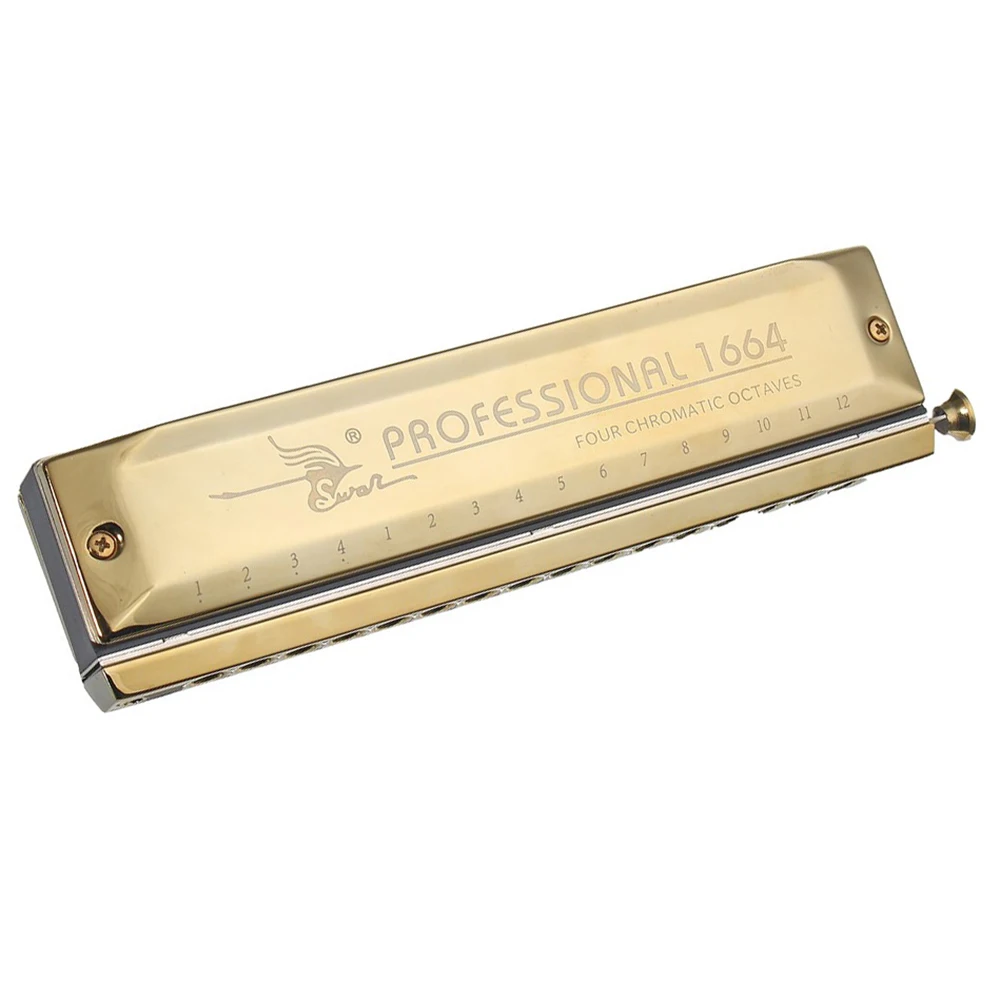 US $56.69 Swan Chromatic Harmonica 16 Holes 64 Tones Mouth Organ Instrumentos Key C Professional Chromatic Harp Musical Instruments SW1664