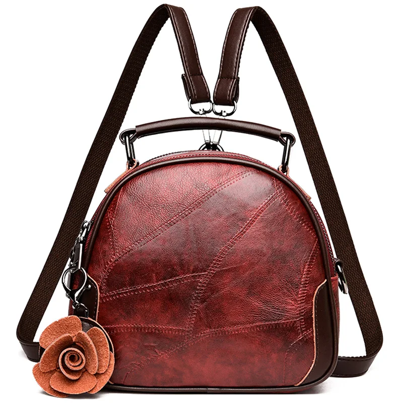 Cuero genuino de las mujeres bolsa de hombro de cuero de vaca de señora de cosméticos de alta calidad diseñador de lujo multifunción Mochila Cuero genuino de las mujeres bolsa de hombro de cuero de vaca de señora de cosméticos de alta calidad diseñador de lujo multifunción Mochila