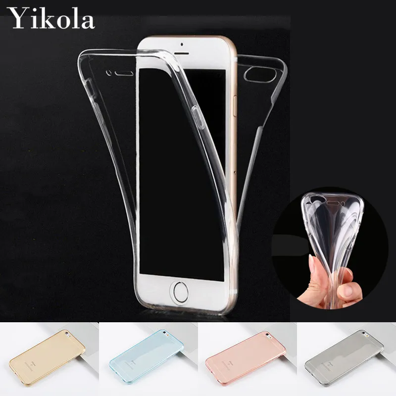 

5G 5S SE 5C 6 6S 7 Soft Touch Case Front+Back Cover Full Body Protection Clear Silicon TPU Coque For Apple Iphone 6 6S 7 Plus