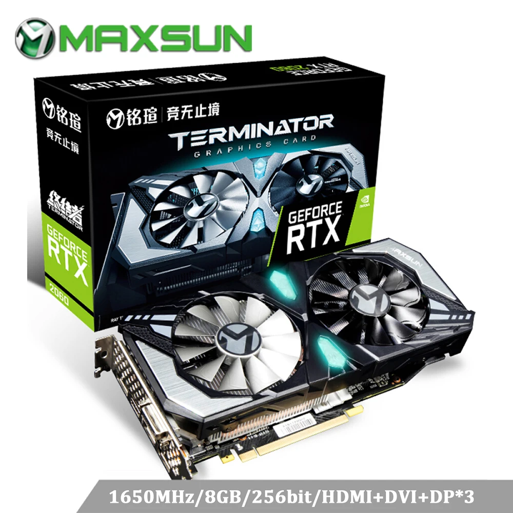 

MAXSUN Graphic card RTX 2060 Super Terminator 8G 256bit GDDR6 14000MHz 1470MHz 2176units Turing TU106 HDMI+3*DP+DVI video card