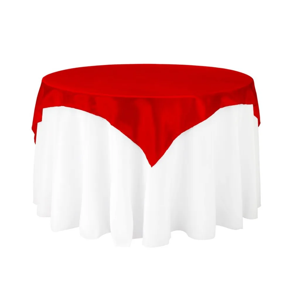 

10Pcs 85"*85" Red Square Table Overlay For Round Wedding/Party/Dinning Table Decoration Free Shipping