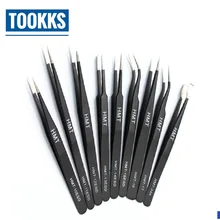 9 шт./упак. ESD Точность Пинцет с защитной сумкой Антистатический ESD Пинцет Набор для ремонта мобильных телефонов Набор инструментов