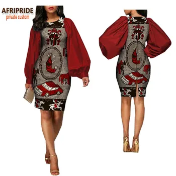 

2018 spring casual midi dress for women AFRIPRIDE full lantern sleev above knee length pencil women dress plus size A1825022