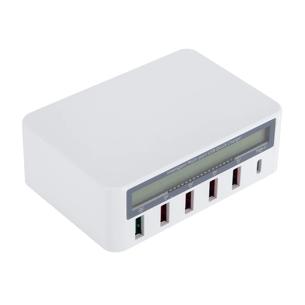 Usb концентратор 5 портов QC 3 0 быстрое зарядное устройство в 10 А AC 100 240 В ЖК дисплей