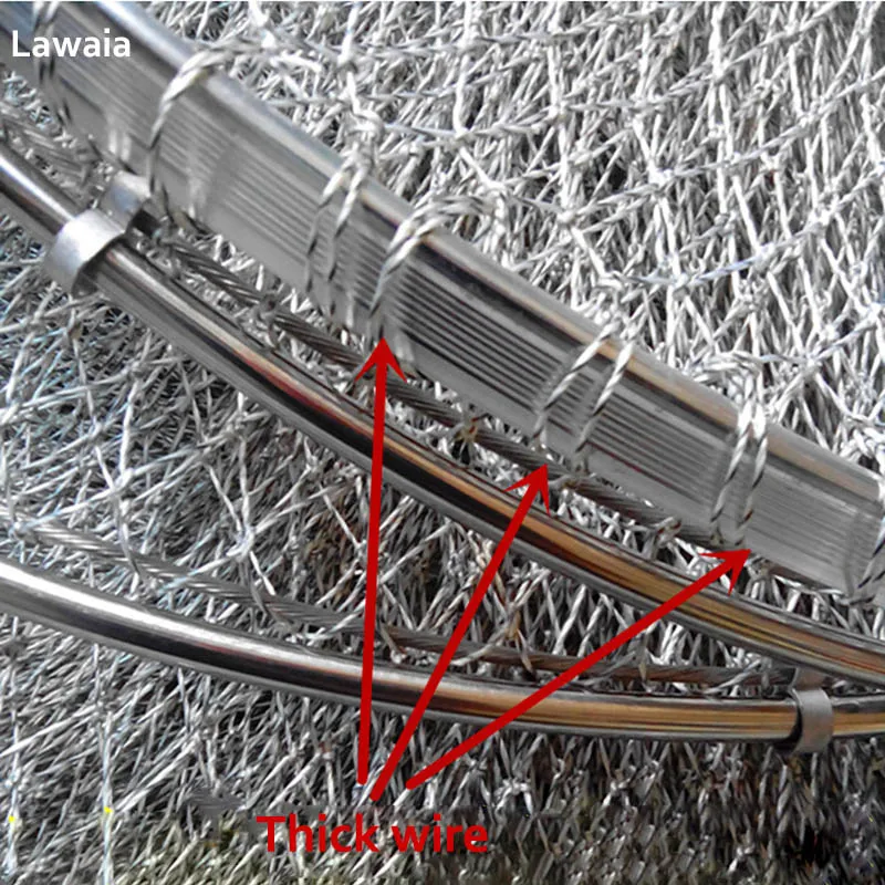 Lawaia Складная рыболовная сетка клетка ручной работы плетеная леска уход за рыбами быстросохнущие клетки из сетки из нержавеющей стали двойные кольца рыболовные снасти