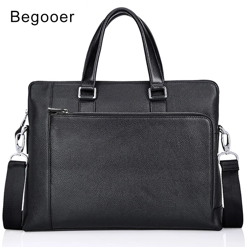BEGOOER جلد أصلي للرجال حقيبة رجل حقائب الذكور جلدية كمبيوتر محمول للأعمال الرجال حقيبة السفر حقائب كتف رجل كبير حمل أكياس