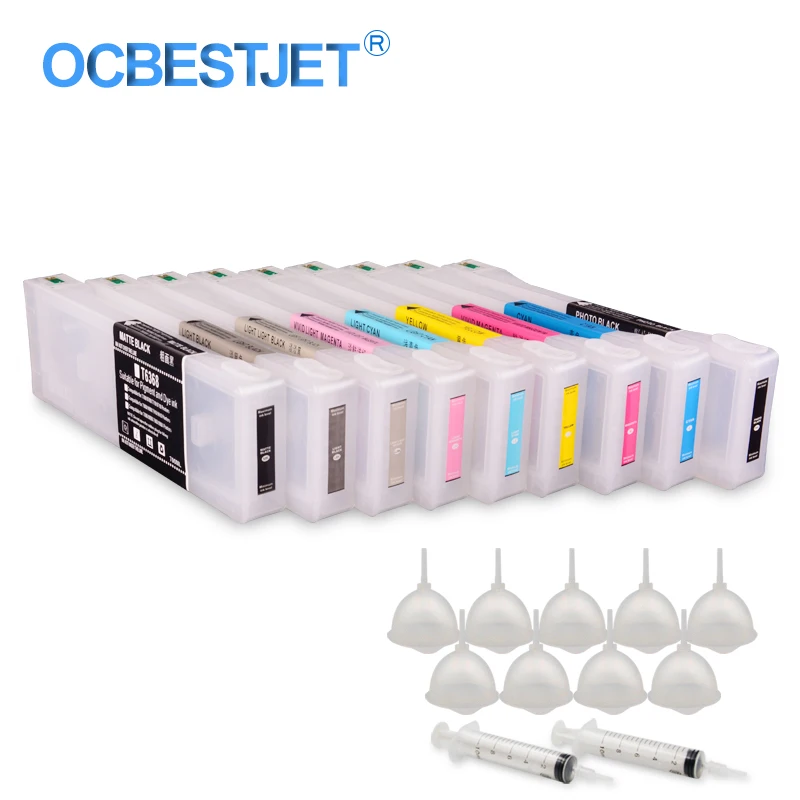 

9Colors/Set T6361 T6361-T6369 Empty Refillable Ink Cartridge With Chip For Epson Stylus Pro 7890 9890 7908 9908 Printer 700ML/PC
