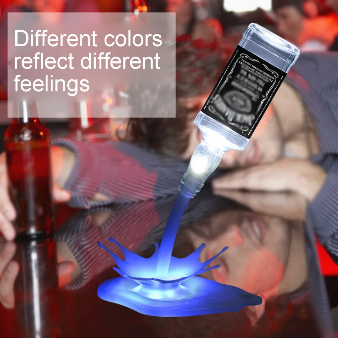 New 3D LED USB Pouring Wine Bottle Nigh Llight Lamp 7 Color Table Desk Touch Control