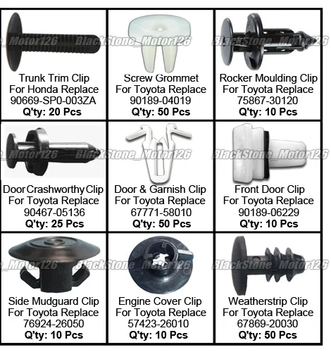 20pcs Nylon Back Garnish Trim Panel Push-Type Retainer Clips 90467-06150