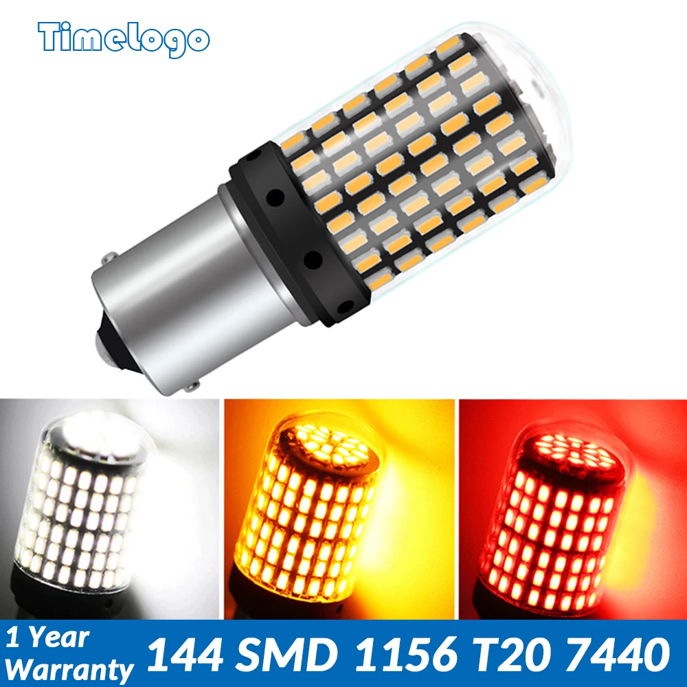 

1pcs T20 7440 W21W LED Bulbs 144 smd led CanBus No Error 1156 BA15S P21W BAU15S PY21W lamp For Turn Signal Light No Flash