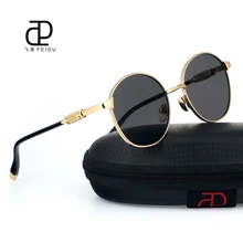 FEIDU женские солнцезащитные очки круглая оправа из сплава зеркальные очки в стиле стимпанк как у знаменитых параграфов солнцезащитные очки Защита глаз зеркало с коробкой