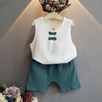 

Fashion Boys Clothes Korean Baby Summer Clothes Cotton T Shirt+shorts Set Sleeveless Vest T Shirt Kids Clothes Boys Casual Set