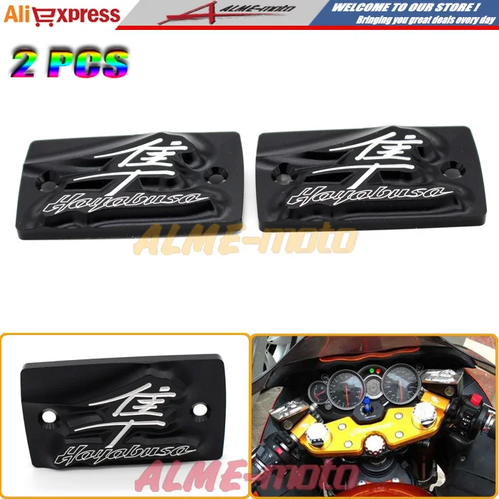 

2pcs New Design Kanji 3D LOGO Black Front Clutch Brake Reservoir Fluid Cover Cap For Suzuki Hayabusa GSX1300R 1999-2014