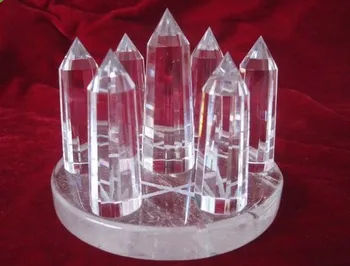 

A*7 Natural Vogel Style Clear Quartz Crystal 12 sided Wand Points + Stand 406g
