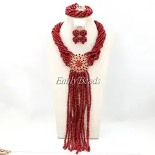 Изящные Африканский Бусины Ювелирные наборы в нигерийском стиле Ювелирные изделия из кристаллов Свадебные и Юбилей Ожерелья для мужчин комплект amj446