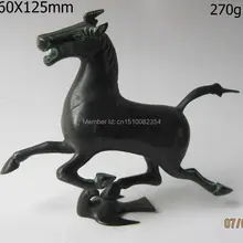 Редкие Изысканный Старый Китайские бронзовые статуи лошади летают проглотить Рис