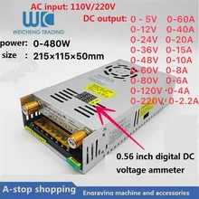 Цифровой дисплей Регулируемый DC импульсный supply0-5V60A питания/0-12V40A/0-24V20A/0-36V15A/0-48V10/0-60V8A/0-80V6A/0-120V4A/0-220V2A