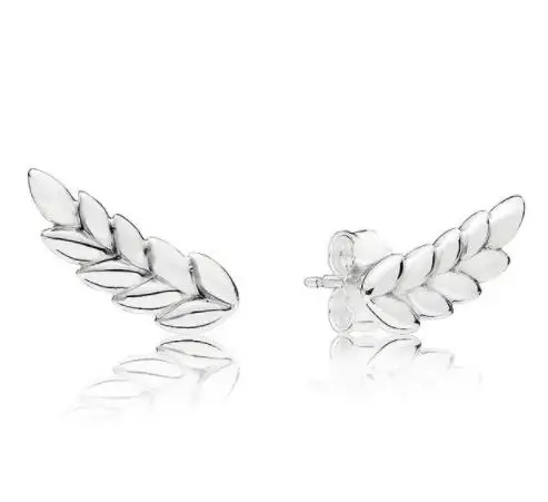 

Original 925 Sterling Silver Curved Grains Ear Of Wheat Pan Studs Earring For Women Wedding Gift Europe Jewelry