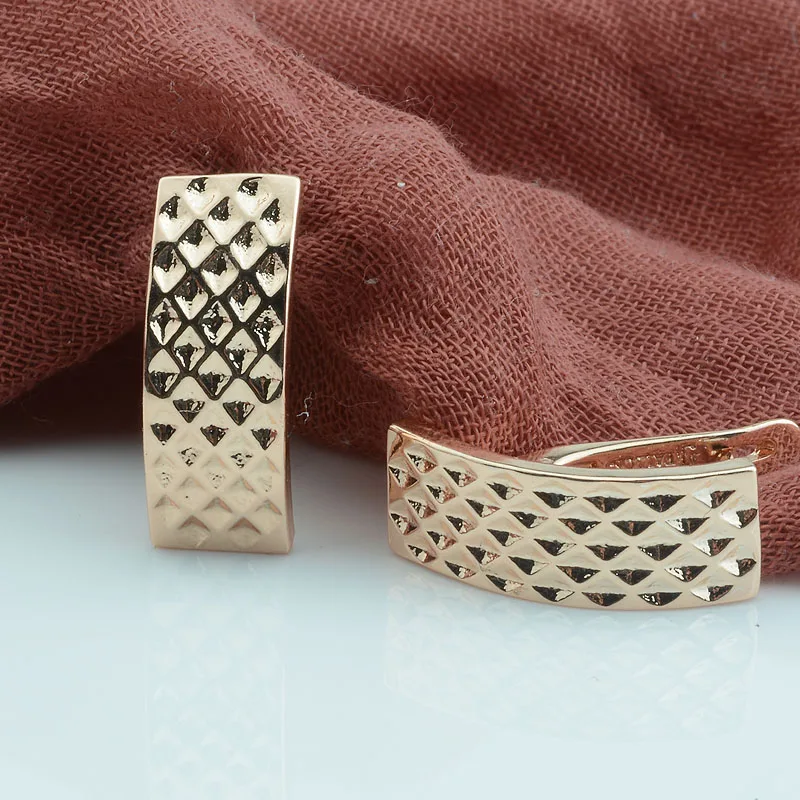 

FJ 8mm Wide Women Girls 585 Rose White Gold Color Without Stone Square Drop Dangle Earrings