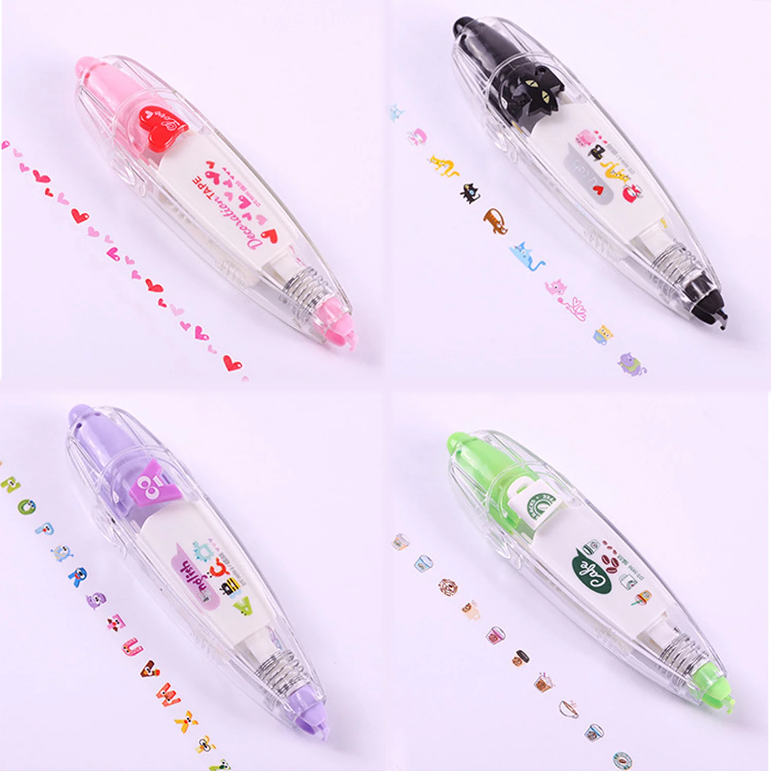 Novelty Cute Cartoon Push Style Correction Tape Sticker for Book
