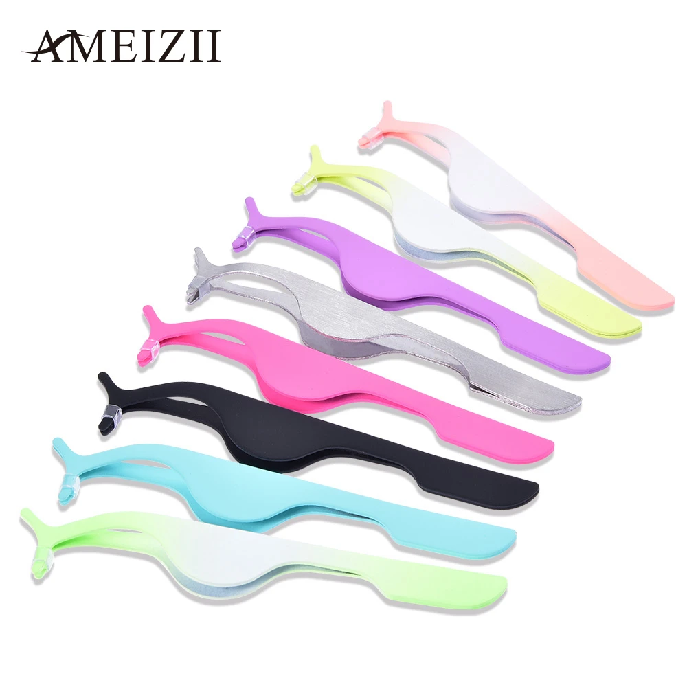 

AMEIZII False Eyelash Tweezers Fake Eye Lash Applicator Eyelash Extension Curler Nipper Auxiliary Clip Clamp Makeup Forceps Tool
