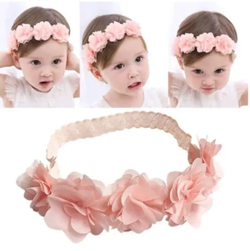 

Cute Baby Girls Headband Pink Baby Kids Wheat Flower Decor Elastic Headwear Hair Band Accessories 0-3Y