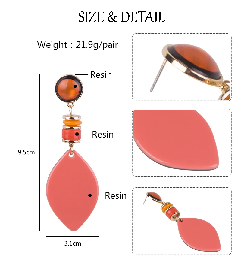 YUQINQIN Trendy Drop Earrings for Women Acrylic Earrings Female Statement Long Blue Dangling Fashion Elegant Resin Party Earring (1) - 
