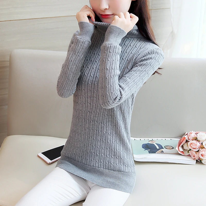 2018 Winter plus Thick Velvet knit sweater Velvet lining warm Pullover High-necked Sweater female Thick Turtleneck sweater Sweaters