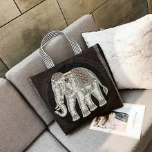 Новая Холщовая Сумка жаккардовая тканевая сумка для покупок в супермаркете мультяшная вышитая сумка на плечо Большая вместительная сумка