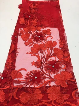 

African Lace Fabric 2019 High Quality Lace 3D Flower Lace Fabric Beautiful Applique Stone Lace For Nigerian Wedding Dress ZX3260
