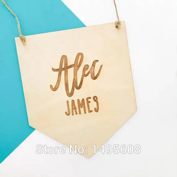 Custom Name Wall Flag Shape Hanging Banner Door Hanger Baby Room