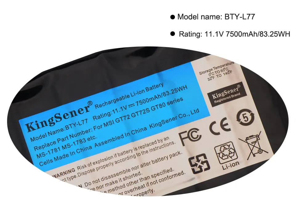 KingSener BTY-L77 ноутбук Батарея для MSI GT72 2QD GT72S 6QF GT80 2QE GT80S WT72 MS-1781 MS-1783 2PE-022CN 2QD-1019XCN 2QD-292XCN