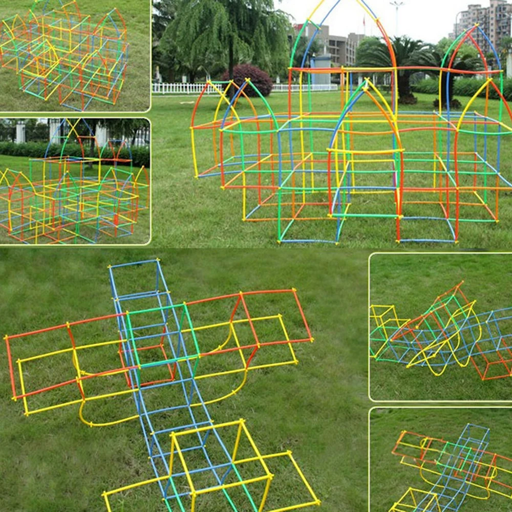4D Straw Interlocking Educational Toys Plastic Building Block Bricks Set Kids