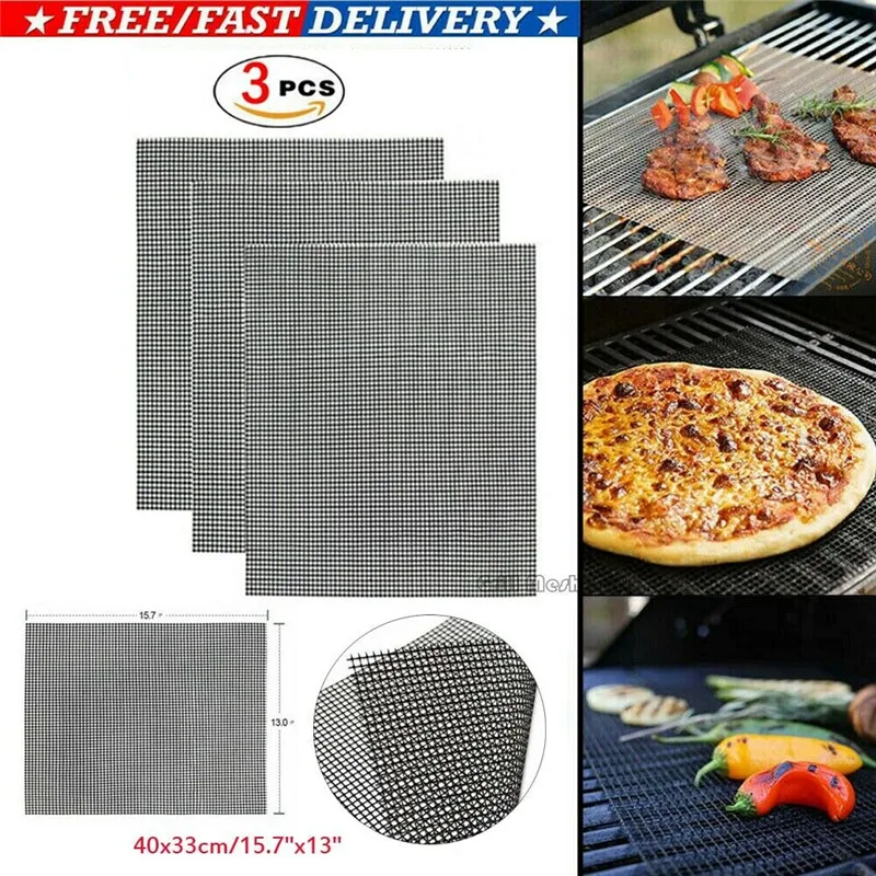 

Mintiml Grill Mat BBQ Grill Mesh Mat Non-Stick Teflon Cooking Sheet Liner Fish