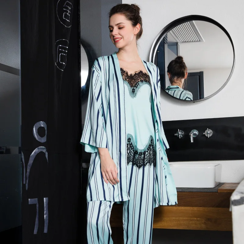 green striped silk like sleepwear sets (14)