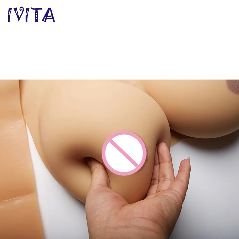 IVITA 1000g Suntan Realistic Crossdress Silicone Breast Forms Fake Boobs Enhancer