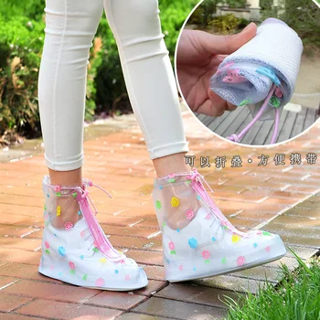 

Male and female students wear thick antiskid waterproof rain shoe covers