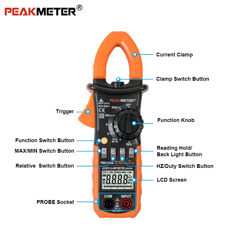 PEAKMETER PM2108A цифровой измеритель напряжения переменного тока постоянного 4000