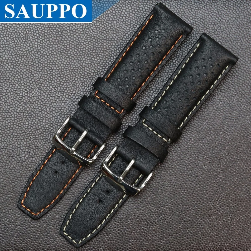 SAUPPO Топ Слои кожаный ремешок из телячьей кожи для мужчин аксессуары часов 22 мм