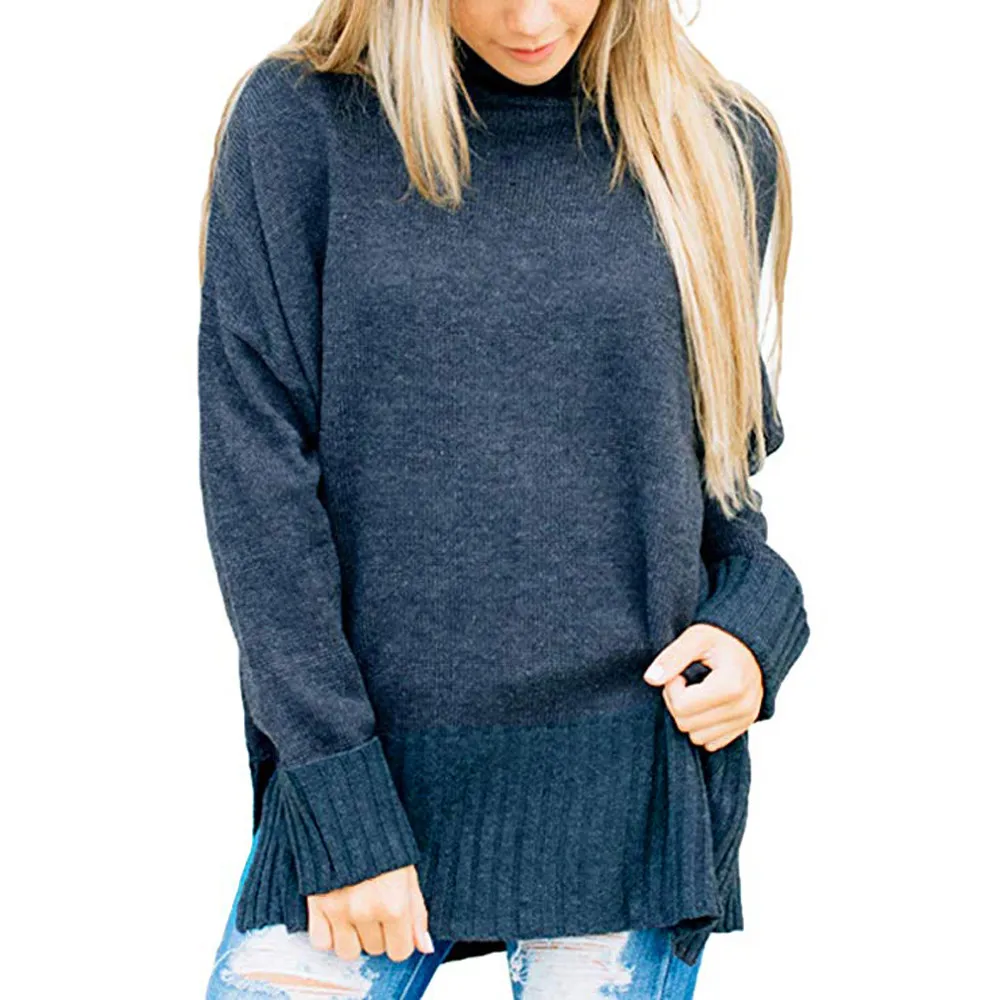2018 NEW Cotton Blend Winter Womens Loose Oversized Casual Turtle Turtleneck Neck Sweater Pullover Tops Shirt High Quality