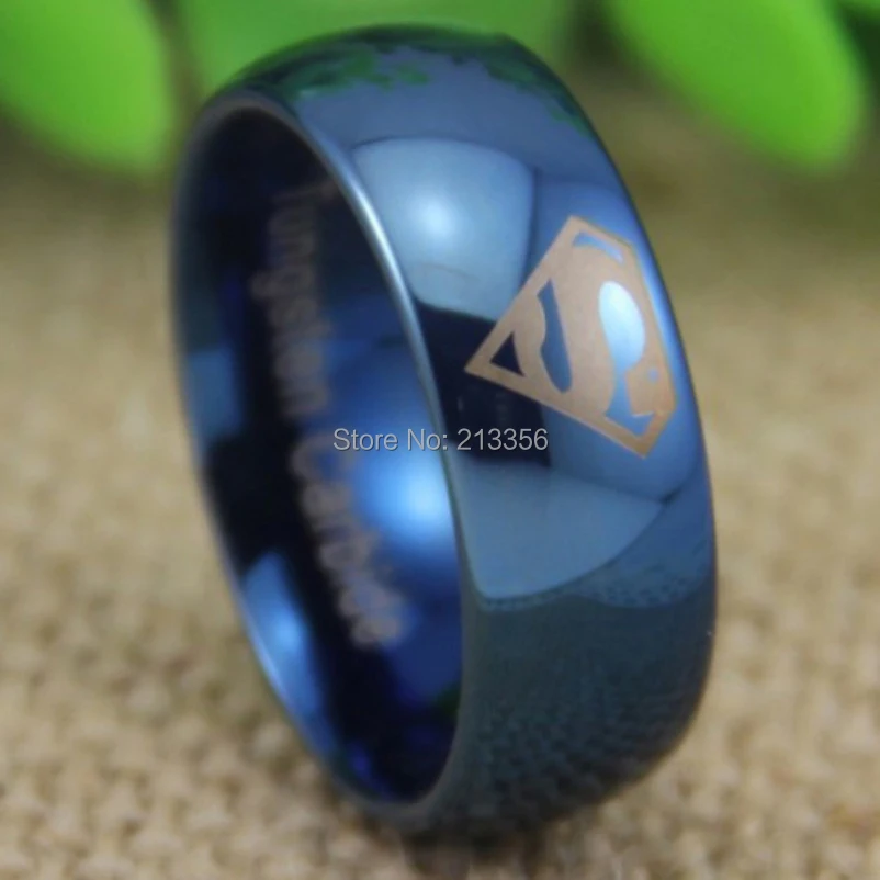 cheap price free shipping usa uk canada russia hot selling 8mm superman shiny blue dome lord - Superman Wedding Ring cheap price free shipping usa uk canada russia hot selling 8mm superman shiny blue dome lord - Superman Wedding Ring