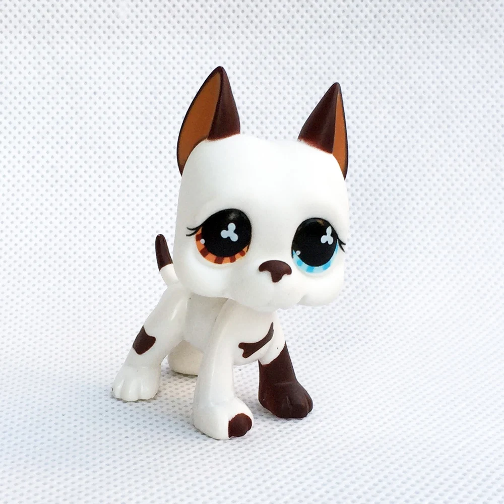 

rare pet shop lps toys dog great dane #577 littlest Cream white yellow blue eyes old original animal toys free shipping